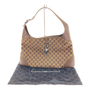 GUCCI Hobo Bag GG Jackie Kandinsky Canvas Leather Brown